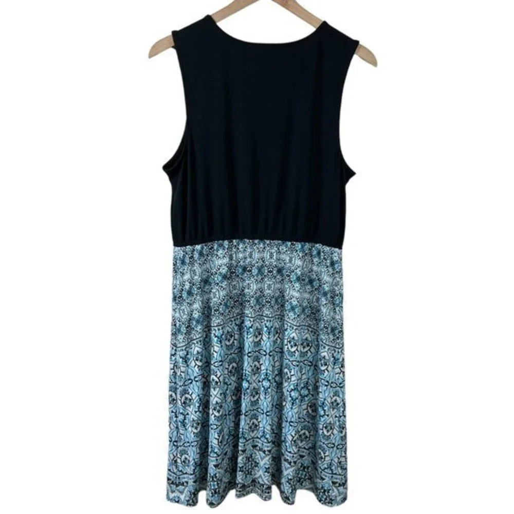 41 Hawthorn Womens Black Blue Paisley Sleeveless A Line Dress‎ Size Large